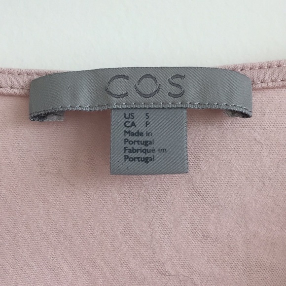 COS blush pink asymmetrical v-neck top - Picture 3 of 7
